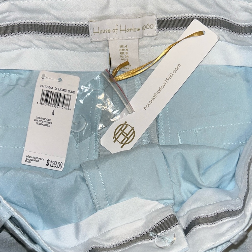 House of Harlow 1960 Baby Blue Belted Wide Leg Trouser Pants Size 4 NEW - Picture 8 of 8